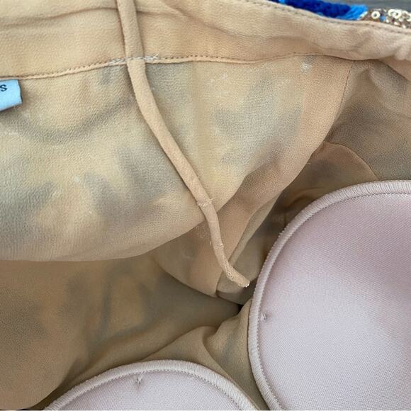 The Odells Strappy Sequin Embroidery Dress Gold Blue size XS - Picture 10 of 10